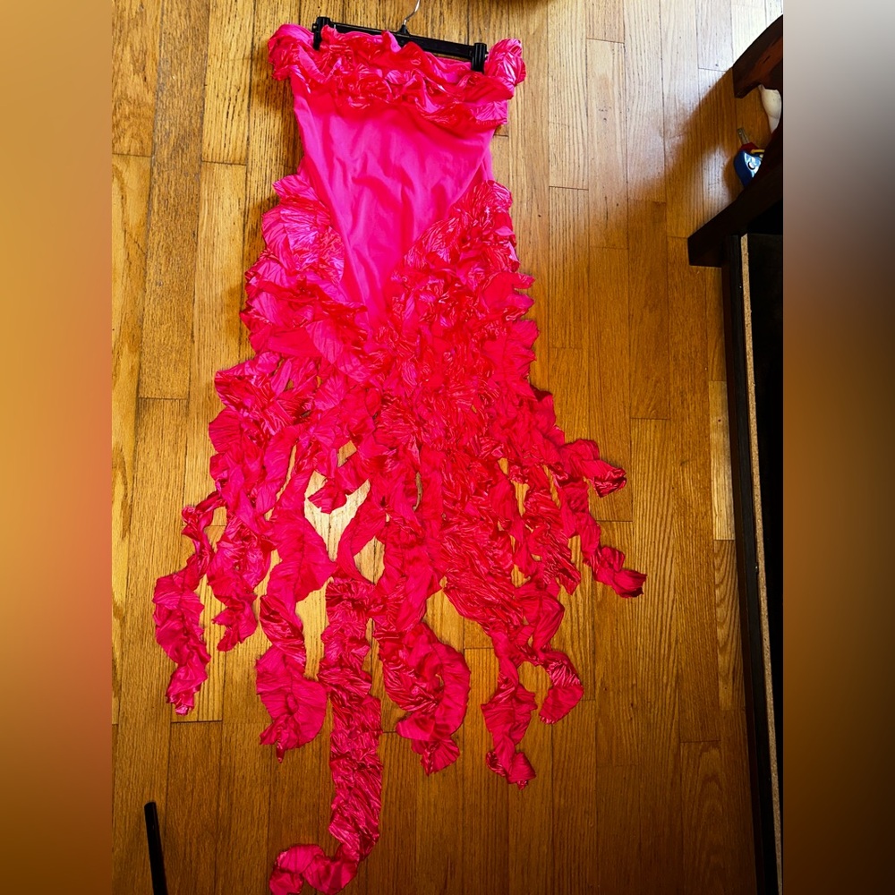Vibrant Strapless Ruffle Dress